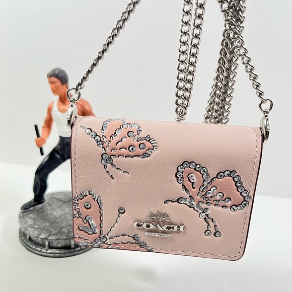 Coach Mini Wallet On A Chain With Sparkly Butterfly Print CCI81 NWT - Picture 6 of 6